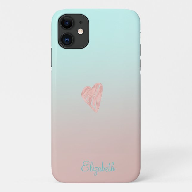 Capa Para iPhone 11 Adorável Menina, Coração (Verso)