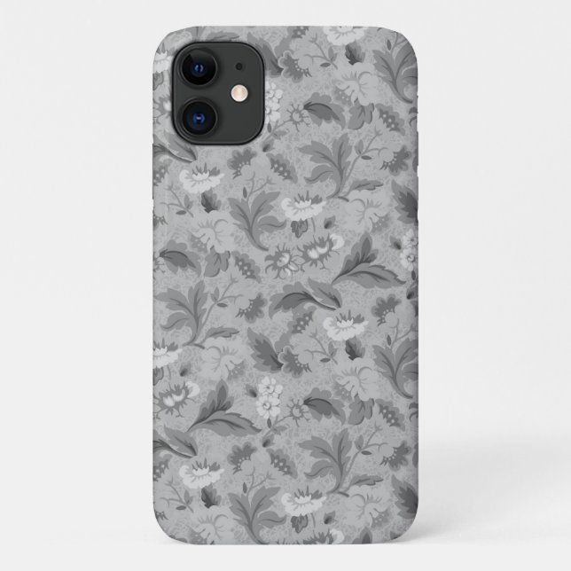 Capa Para iPhone 11 Adorável padrão floral cinza (Verso)