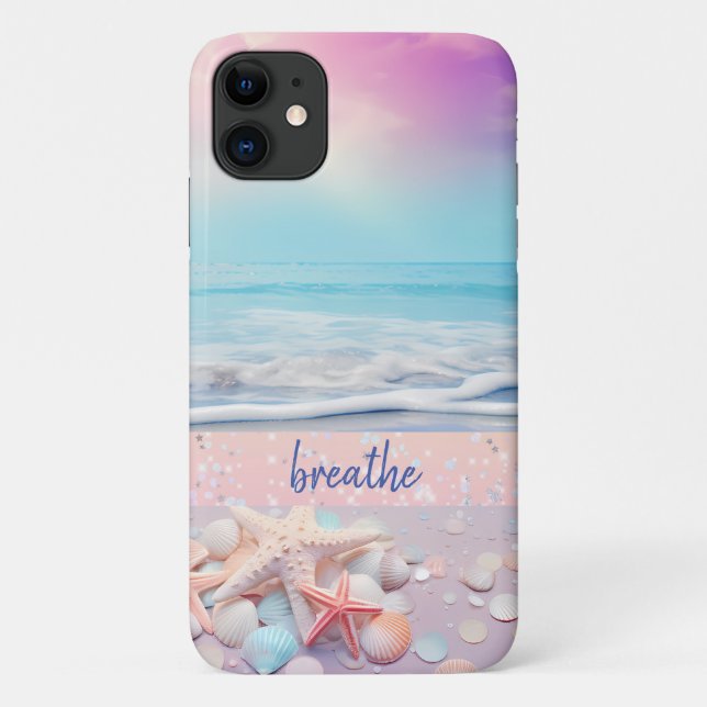 Capa Para iPhone 11 Afirmação de Beach Breathe (Verso)