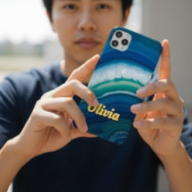 Ágata Azul e Geodo Verde-Limão Luxo Personalizado