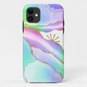 Capa Para iPhone 11 *~* Agate Agate Sun Rays Dourado Pastel