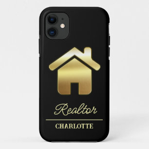 Capa Para iPhone 11 Agente Imobiliário Personalizado Preto e Dourado