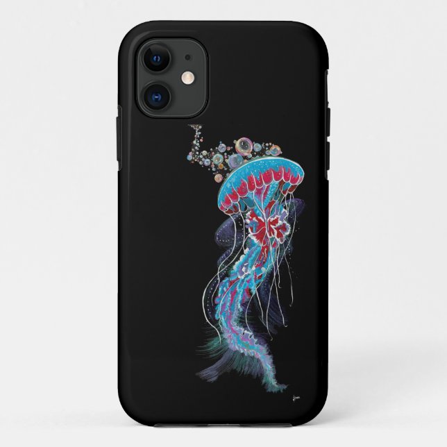 Capa Para iPhone 11 Água-viva fluorescente de profundidade (Verso)