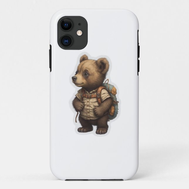 Capa Para iPhone 11 Aguardamos a mochila do Urso Bonito (Verso)