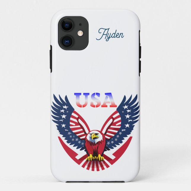 Capa Para iPhone 11 Águia Americana Personalizável (Verso)