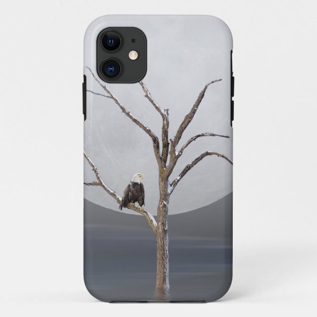 Capa Para iPhone 11 Águia-careca na árvore (Verso)