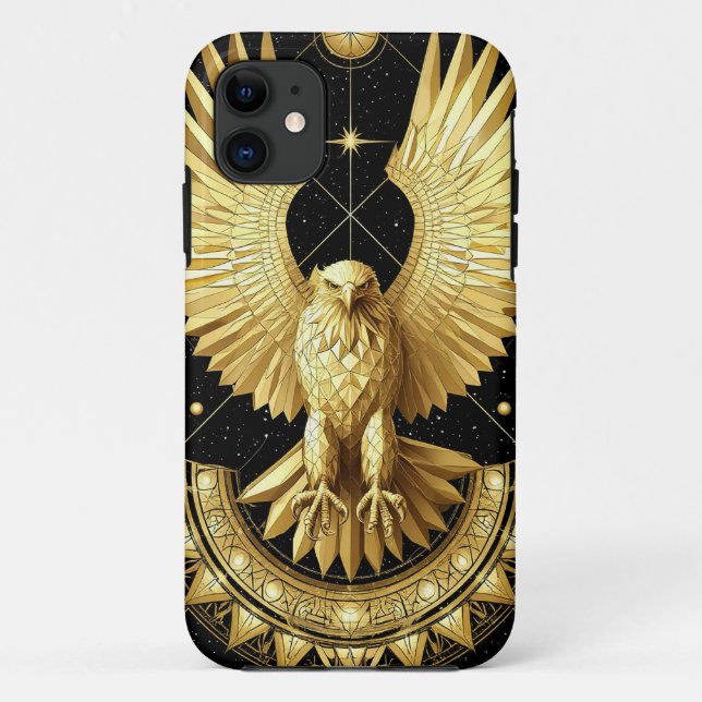 Capa Para iPhone 11 Águia Ornamental Dourada (Verso)