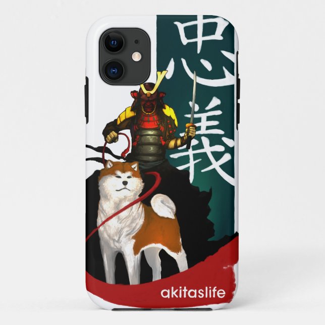 Capa Para iPhone 11 Akita e samurai (Verso)