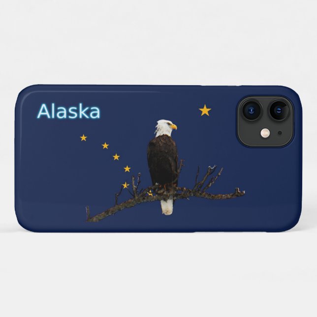 Capa Para iPhone 11 Alaska Eagle E Flag (Verso (horizontal))