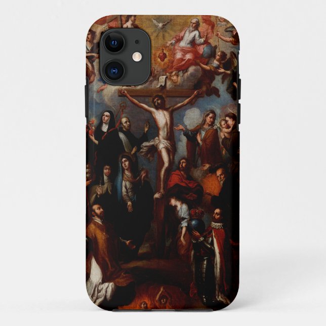 Capa Para iPhone 11 Alegoria da Crucificação com Santos Jesuítas (Verso)