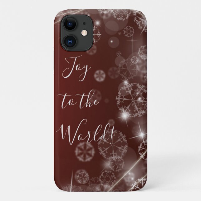 Capa Para iPhone 11 Alegria ao mundo com flocos de neve brancos em ver (Verso)