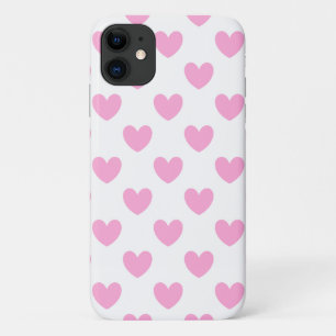 Capa Para iPhone 11 Algodão Candy Polka cor-de-rosa com coração bra