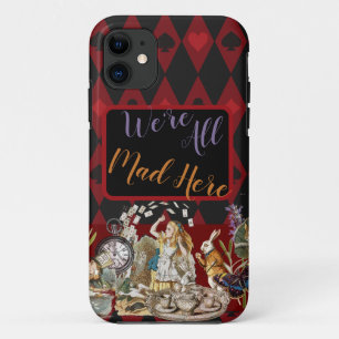 Capa Para iPhone 11 Alice Aventuras com o Gato Cheshire Louco de Wonde