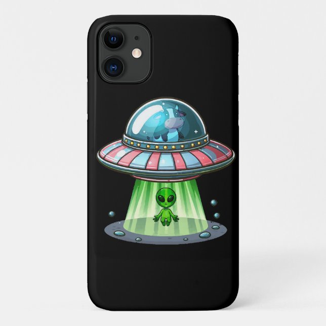 Capa Para iPhone 11 Alienígena Abduzindo Vaca (Verso)