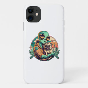 Capa Para iPhone 11 Alienígena e Pug