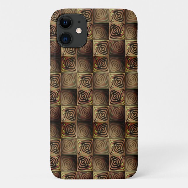 Capa Para iPhone 11 Alivio de quadrados com círculos de gradiente cast (Verso)