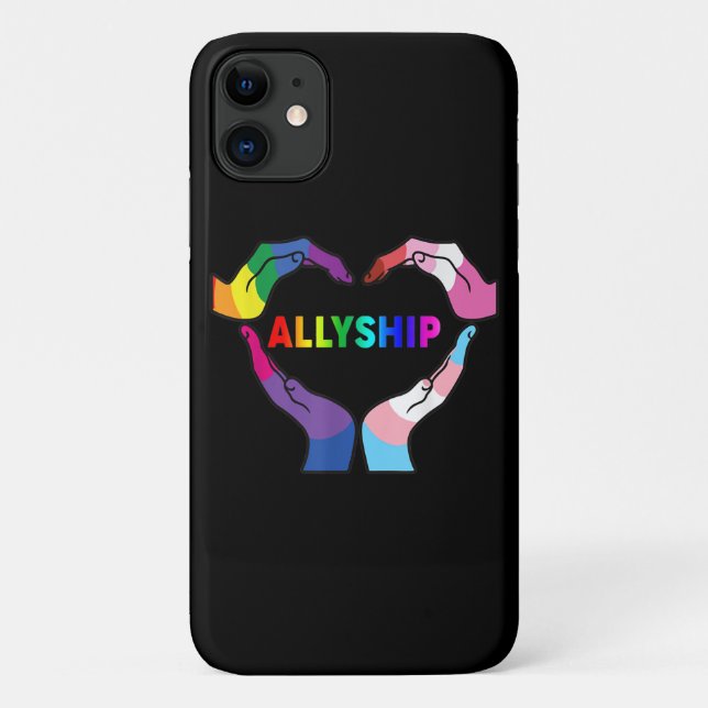 Capa Para iPhone 11 Allyship Heart LGBT Support Protect Kids Rainbow F (Verso)