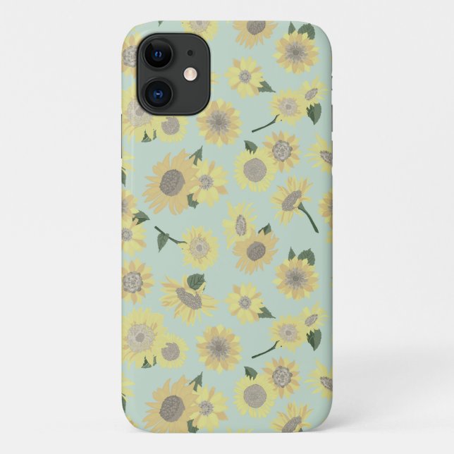 Capa Para iPhone 11 Alma Amarelo-Amarelo-Laranja Pintado Girassóis (Verso)