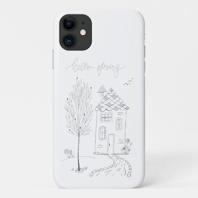 Capa Para iPhone 11 Alô Desenho de Tinta Primavera (Verso)
