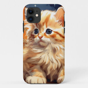 Capa Para iPhone 11 Alphonse Mucha Art Nouveau Orange Cat