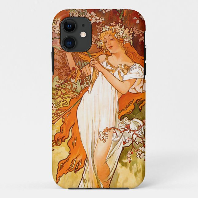 Capa Para iPhone 11 Alphonse Mucha Art Nouveau Primavera (Verso)