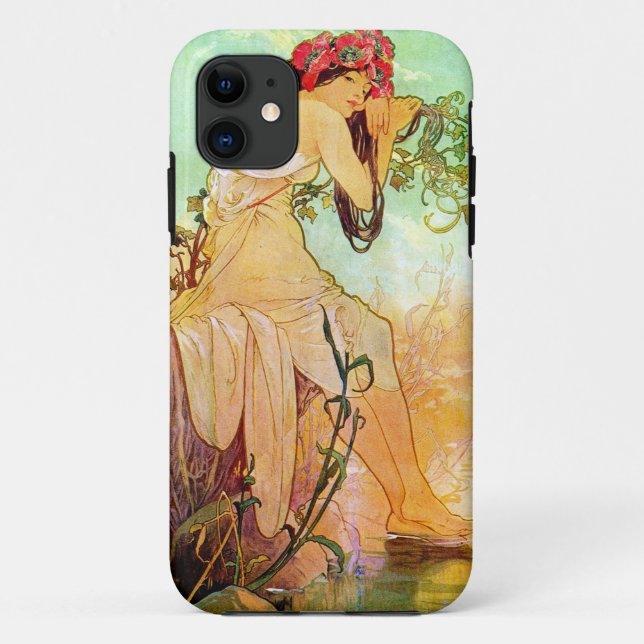 Capa Para iPhone 11 Alphonse Mucha Girl By Pond (Verso)
