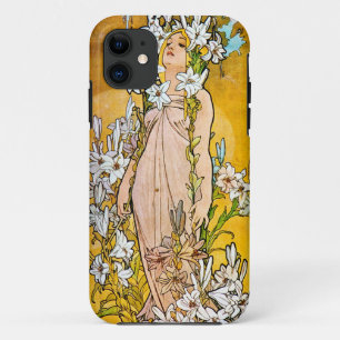 Capa Para iPhone 11 Alphonse Mucha - Lírio - Borda Branca