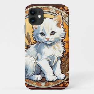 Capa Para iPhone 11 Alphonse Mucha Style Cat