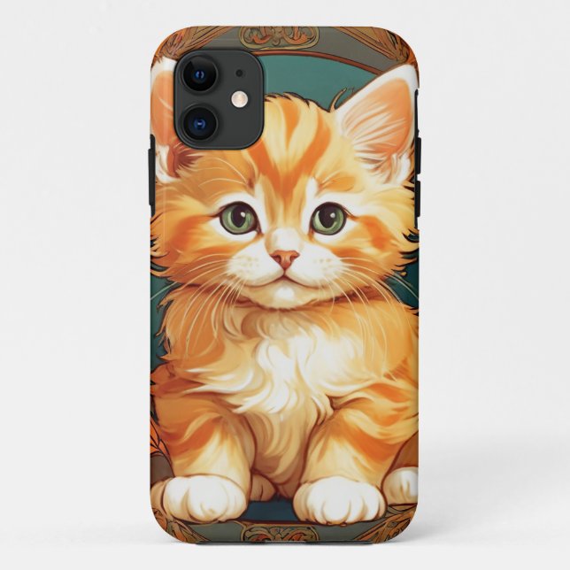 Capa Para iPhone 11 Alphonse Mucha Style Orange Cat (Verso)