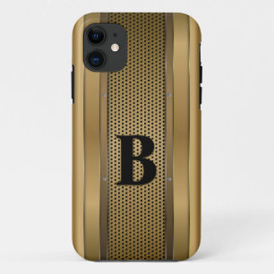 Capa Para iPhone 11 Alteração inicial, Dourado bronzeado castanho text