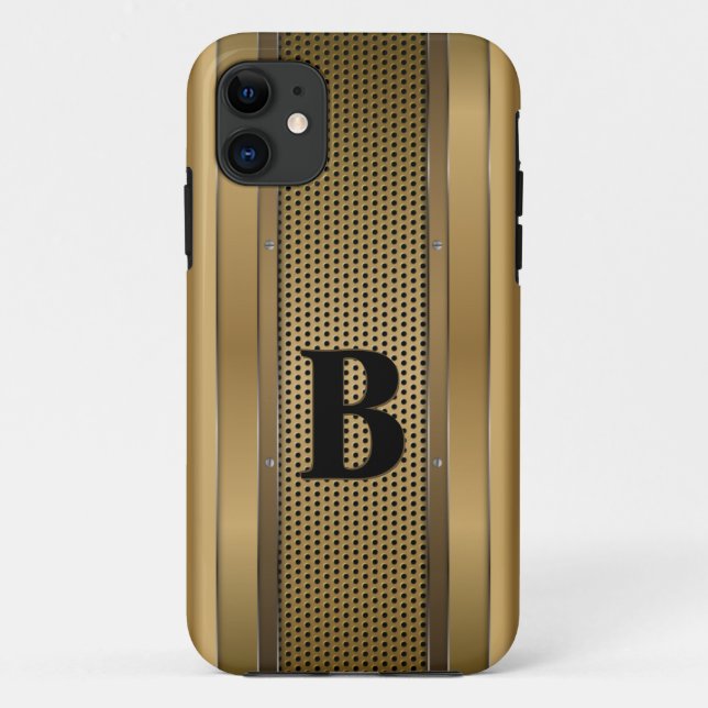 Capa Para iPhone 11 Alteração inicial, Dourado bronzeado castanho text (Verso)