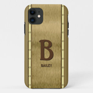 Capa Para iPhone 11 Alterar inicial, adicionar (apagar) nome, castanho