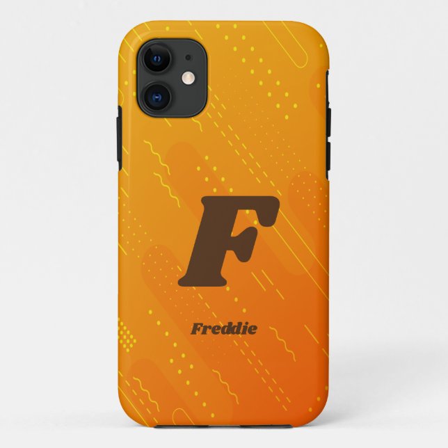 Capa Para iPhone 11 Alterar Inicial, Adicionar (excluir) Nome, Amarelo (Verso)