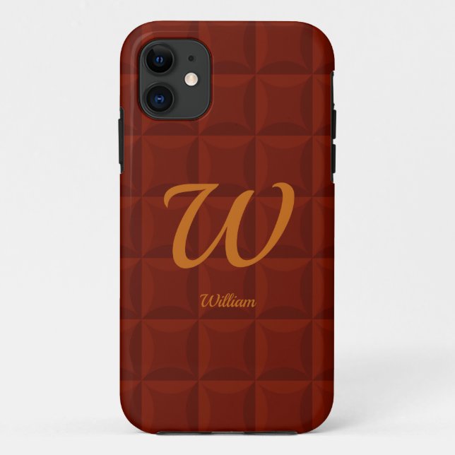 Capa Para iPhone 11 Alterar Inicial, Adicionar (excluir) Nome, Castanh (Verso)