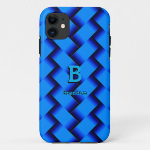 Capa Para iPhone 11 Alterar Nome da Adição Inicial Feita Metálica Azul