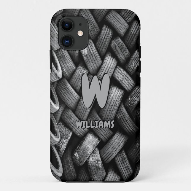 Capa Para iPhone 11 Alterar Pneus de Carro Antigos para Adicionar Nome (Verso)