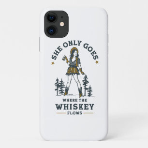 Capa Para iPhone 11 Amante de Whisky Cowgirl Ocidental Vintage Engraça