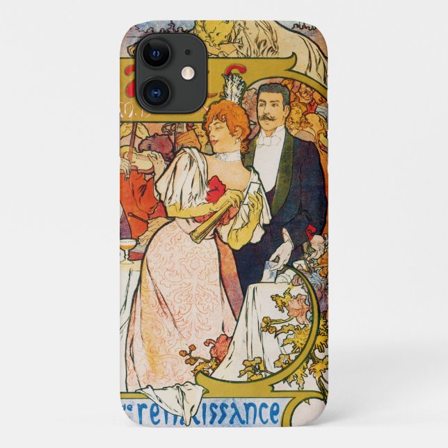 Capa Para iPhone 11 Amantes, Alphonse Mucha (Verso)