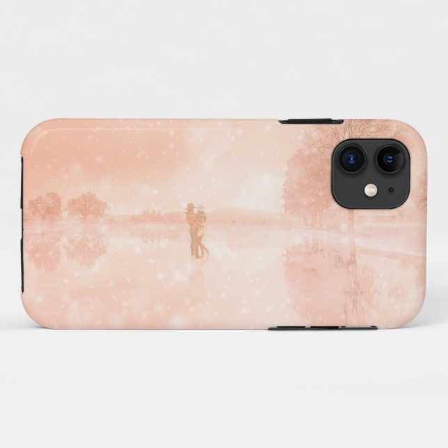 Capa Para iPhone 11 Amantes em lagoa congelada (Verso (horizontal))