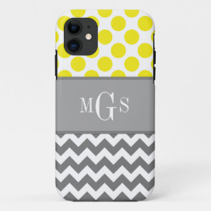 Capa Para iPhone 11 Amarelo e cinzento, Chevron, caso do iphone 5 das