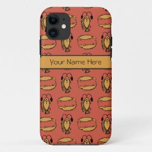 Capa Para iPhone 11 Amarelo vermelho do crocodilo egípcio tribal feit