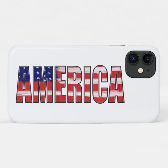 Capa Para iPhone 11 AMÉRICA Em Cores De Bandeiras (Verso (horizontal))