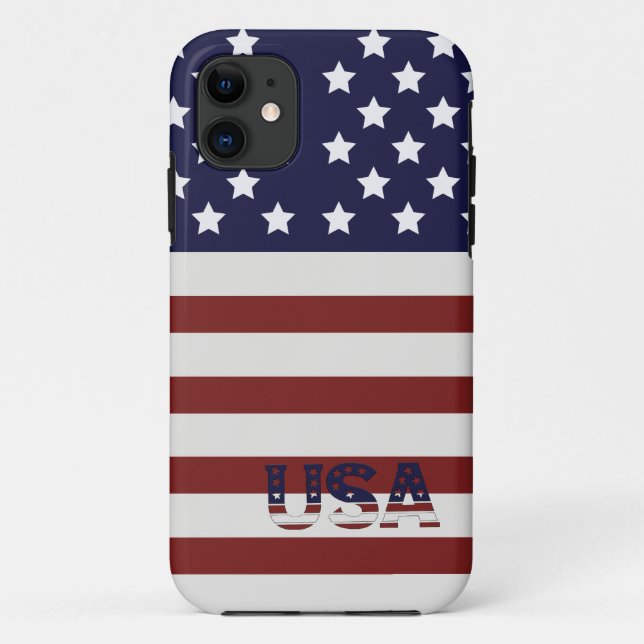 Capa Para iPhone 11 American Flag American USA Pattern (Verso)