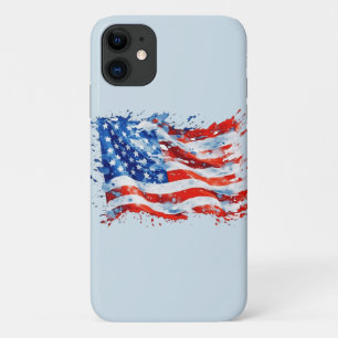 Capa Para iPhone 11 American Flag USA Watercolor 4 de julho