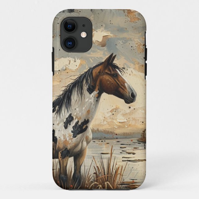 Capa Para iPhone 11 American Mustang Wild Horse Western (Verso)