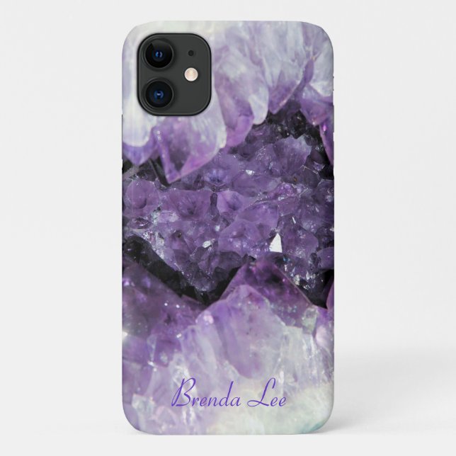 Capa Para iPhone 11 Ametist Geode 3D aparência Incidente *Personalizar (Verso)