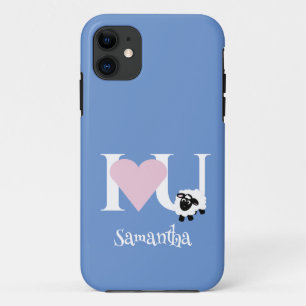 Capa Para iPhone 11 Amo-Te Bela Caricatura Azul