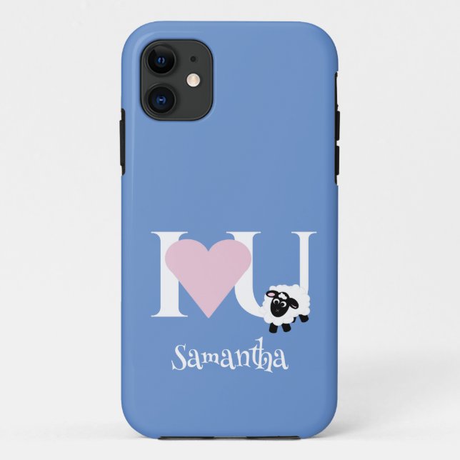 Capa Para iPhone 11 Amo-Te Bela Caricatura Azul (Verso)