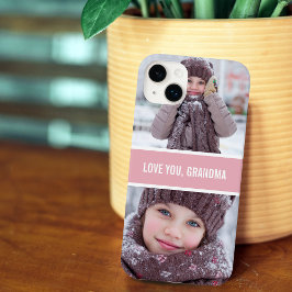 Capa Para iPhone 11 Amo Você Avó Moderno 2 Fotos Rosa Corado