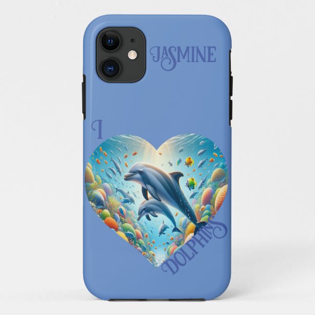 Capa Para iPhone 11 Amor de Golfinho Personalizável (Verso)